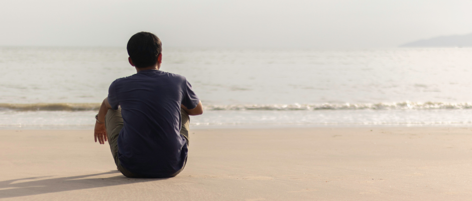 moment seul sur la plage